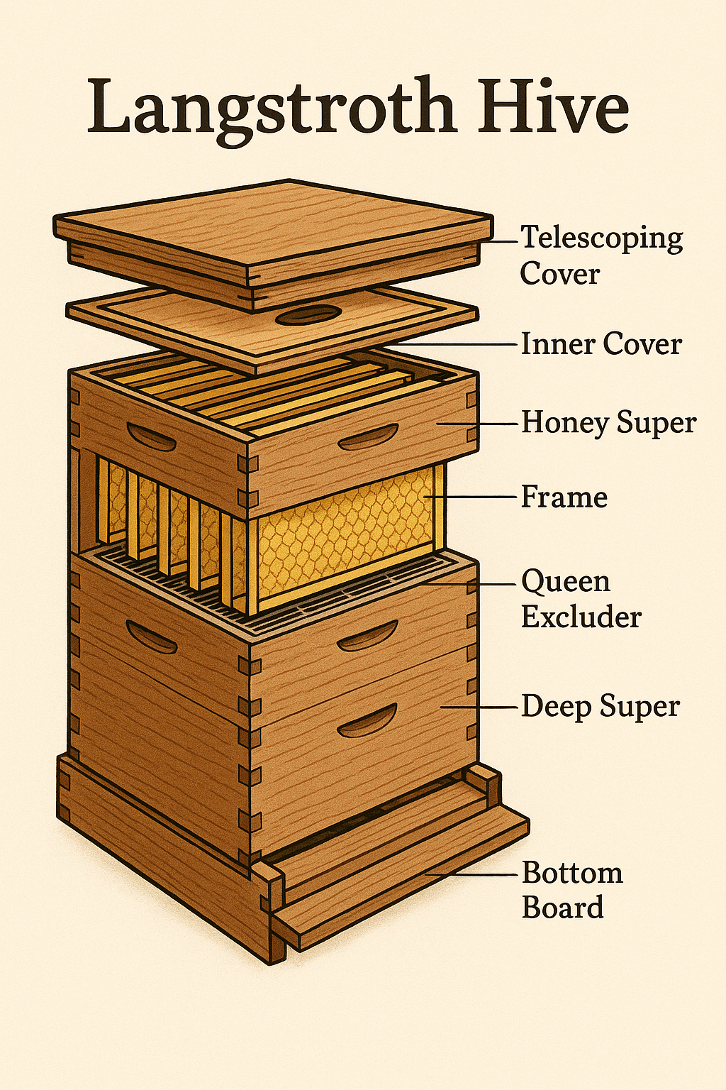 Diagram of a Langstroth Hive