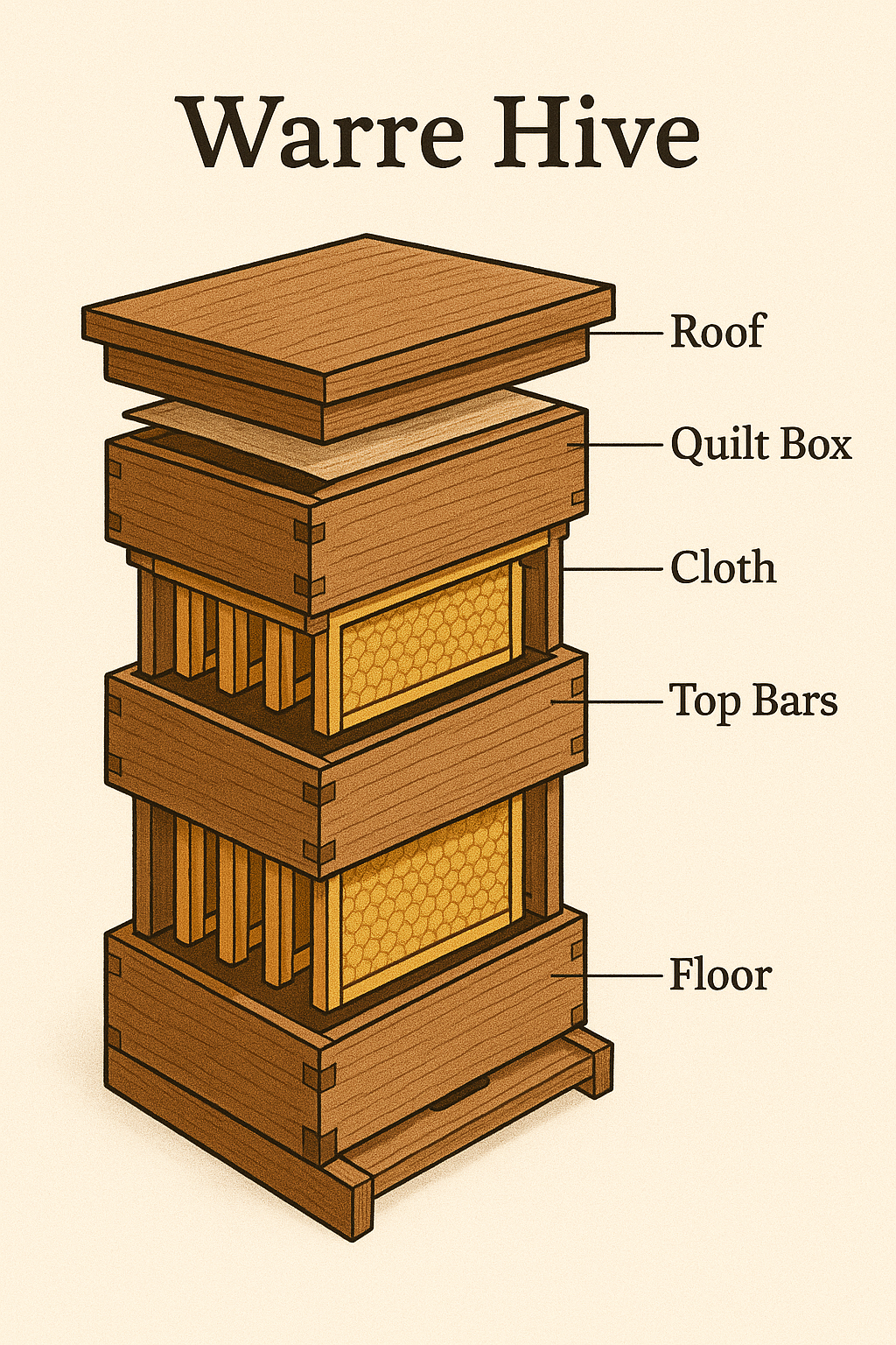 Diagram of a Warre Hive