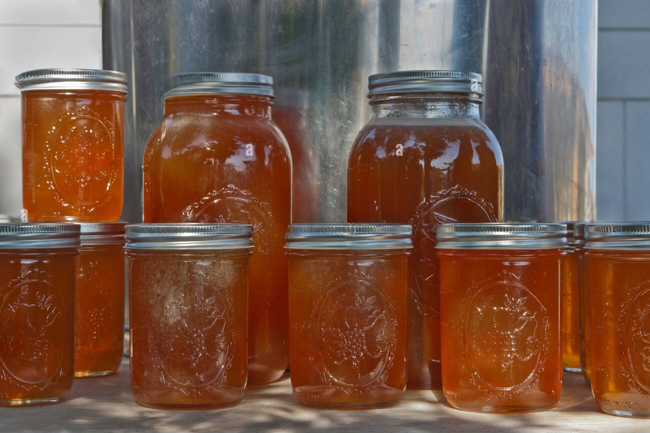 Liquid Honey in Quart Jars